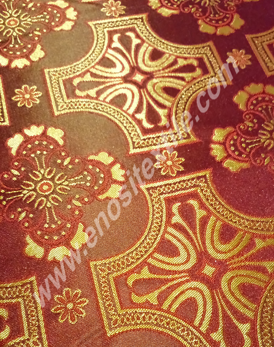 KL-032 Claret Red-Gold Brocade Fabrics